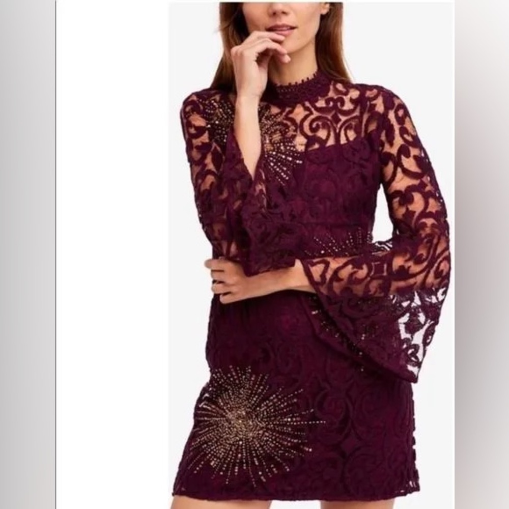 Free People North Star Mini Sequins and Lace Dress